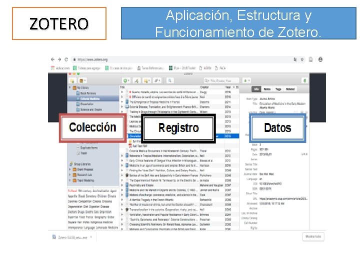 ZOTERO Aplicación, Estructura y Funcionamiento de Zotero. 