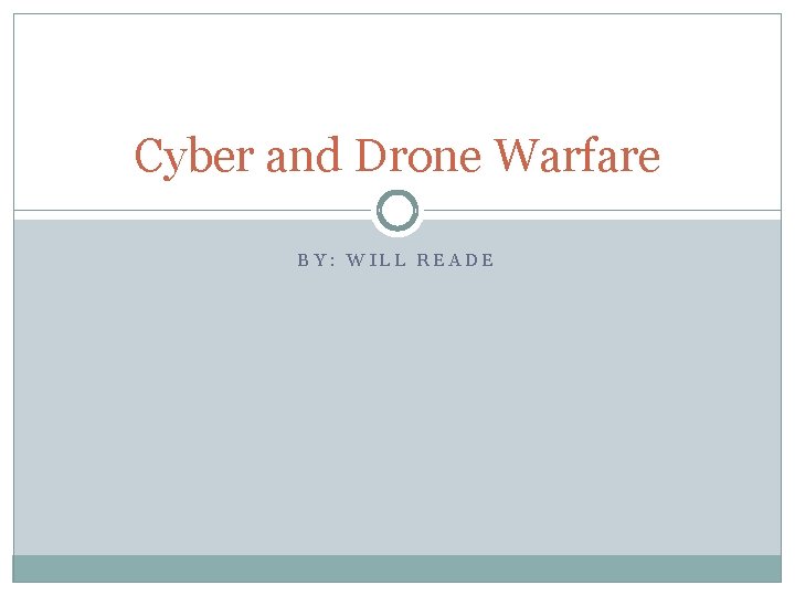 Cyber and Drone Warfare BY: WILL READE 