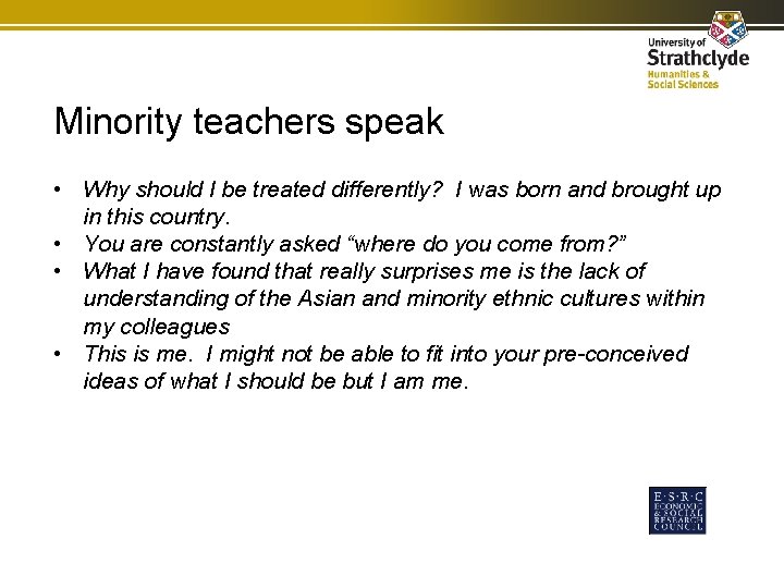 Minority teachers speak • Why should I be treated differently? I was born and