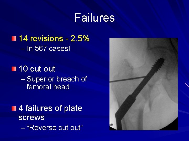 Failures 14 revisions - 2. 5% – In 567 cases! 10 cut out –