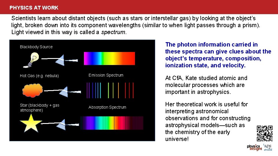 PHYSICS AT WORK Scientists learn about distant objects (such as stars or interstellar gas)