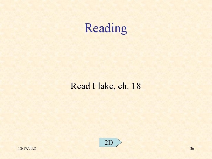 Reading Read Flake, ch. 18 12/17/2021 2 D 36 
