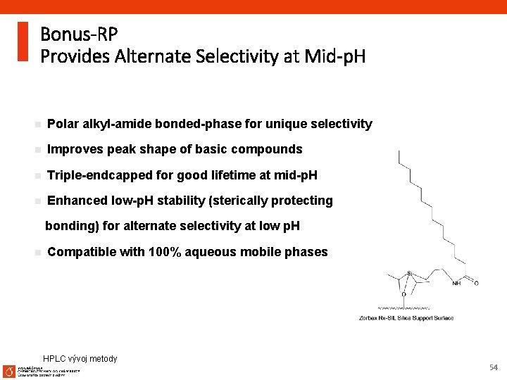 Bonus-RP Provides Alternate Selectivity at Mid-p. H n Polar alkyl-amide bonded-phase for unique selectivity