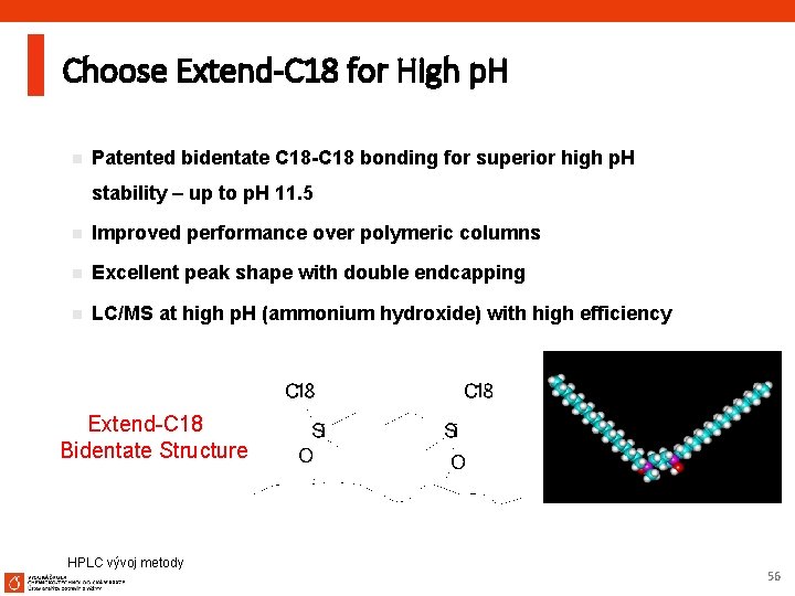 Choose Extend-C 18 for High p. H n Patented bidentate C 18 -C 18