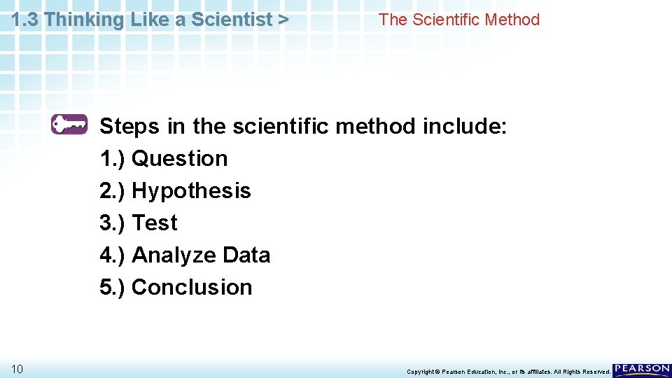 1. 3 Thinking Like a Scientist > The Scientific Method Steps in the scientific