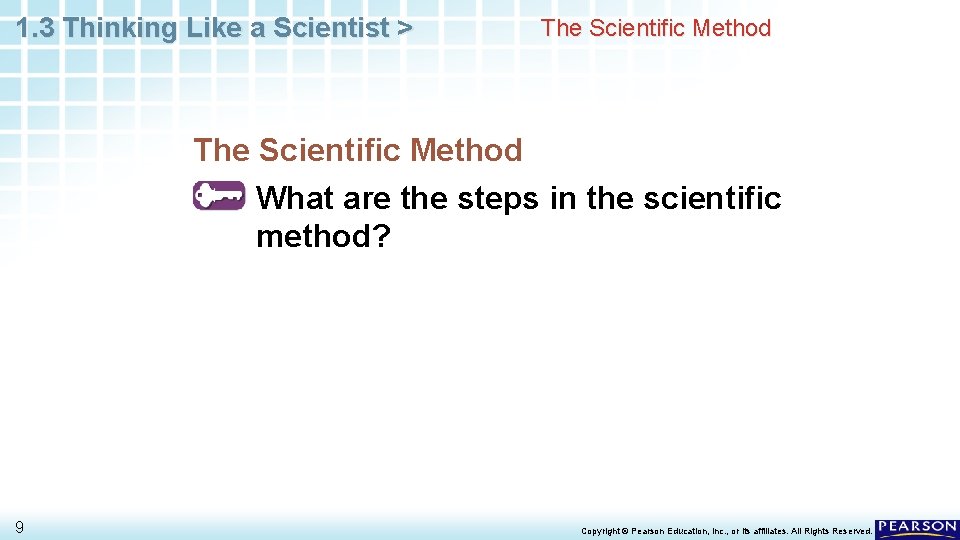 1. 3 Thinking Like a Scientist > The Scientific Method What are the steps