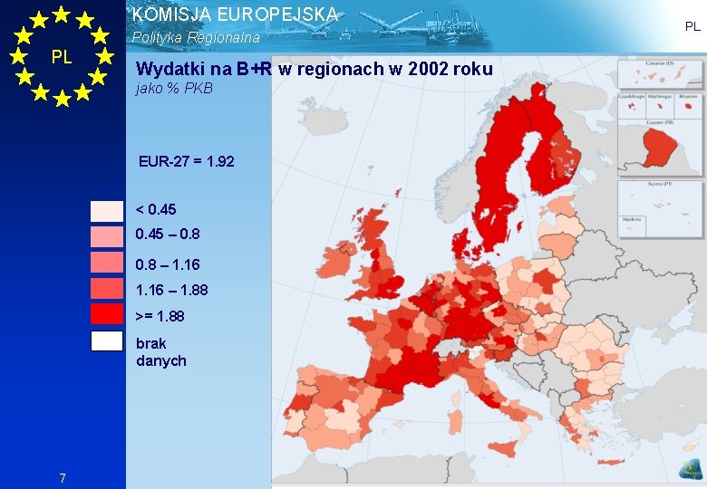 KOMISJA EUROPEJSKA Polityka Regionalna PL Wydatki na B+R w regionach w 2002 roku jako