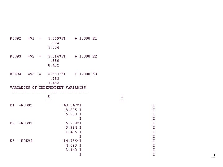 ROS 92 =V 1 = 5. 359*F 1. 974 5. 504 + 1. 000