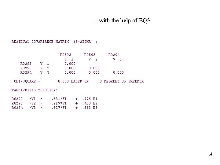 … with the help of EQS RESIDUAL COVARIANCE MATRIX ROS 92 ROS 93 ROS