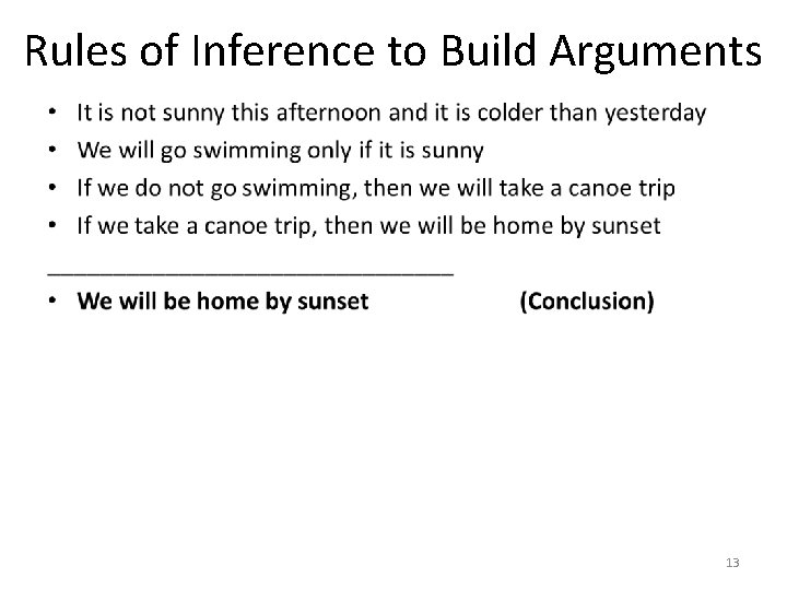 Rules of Inference to Build Arguments • 13 Rules of Inference to Build Arguments • 13