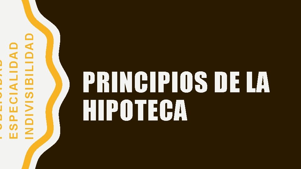 PUBLICIDAD ESPECIALIDAD INDIVISIBILIDAD PRINCIPIOS DE LA HIPOTECA 