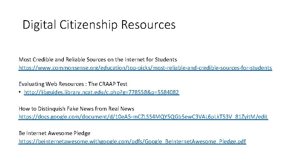 Digital Citizenship Resources Most Credible and Reliable Sources on the Internet for Students https: