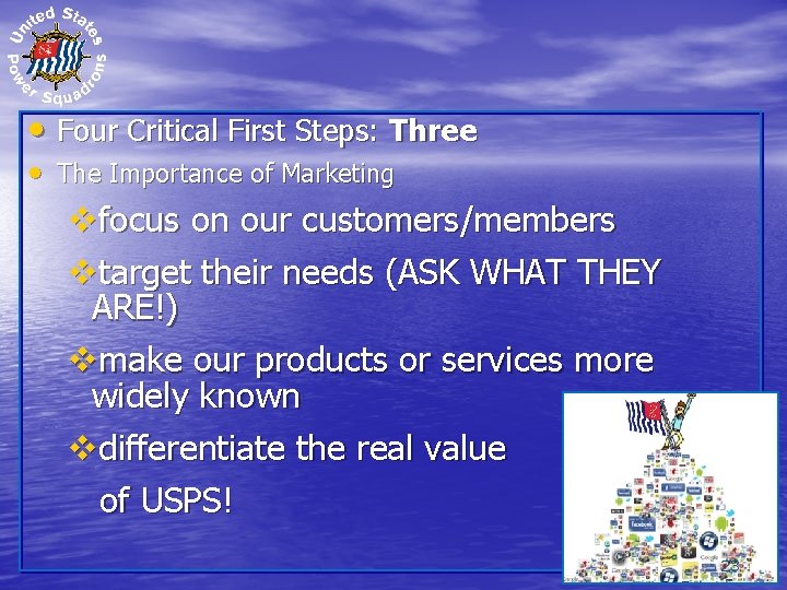  • Four Critical First Steps: Three • The Importance of Marketing vfocus on