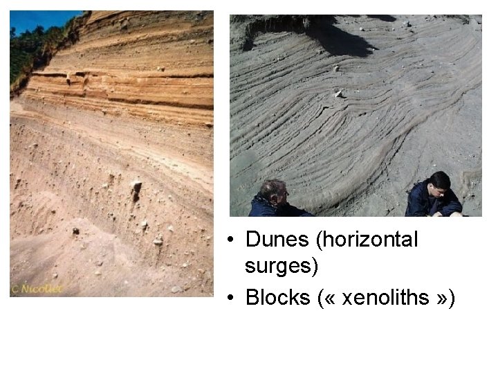  • Dunes (horizontal surges) • Blocks ( « xenoliths » ) 