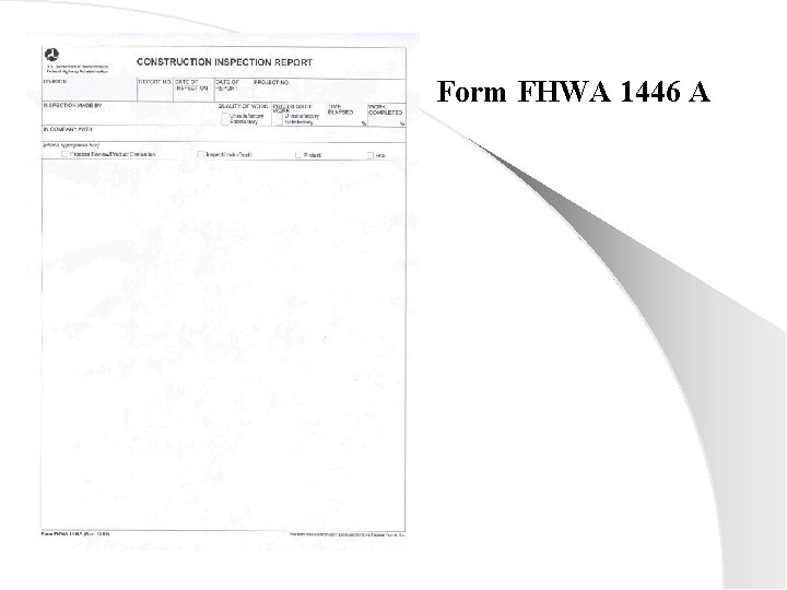 Form FHWA 1446 A 