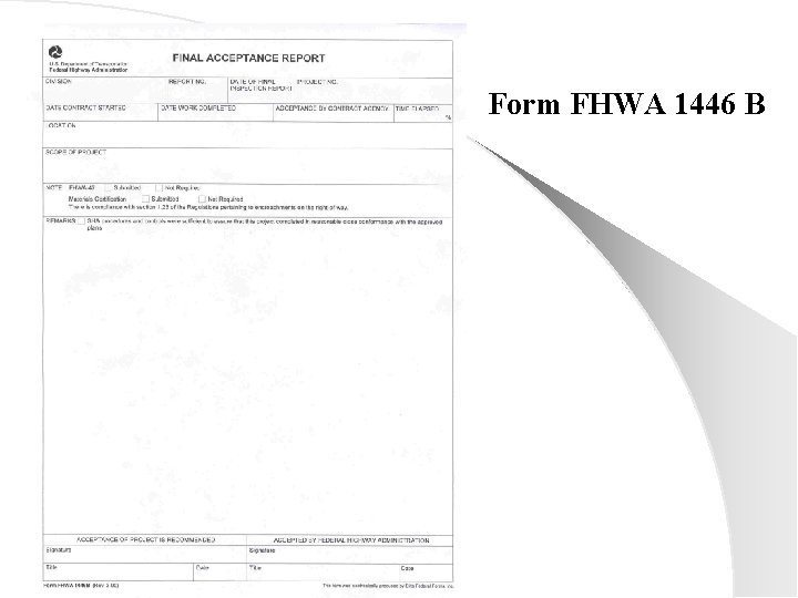 Form FHWA 1446 B 