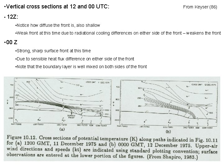  • Vertical cross sections at 12 and 00 UTC: From Keyser (86) •