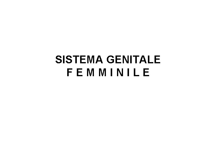 SISTEMA GENITALE FEMMINILE 