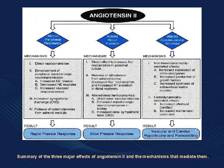 Summary of the three major effects of angiotensin II and the mechanisms that mediate