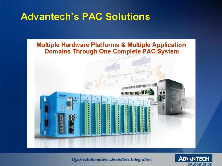 Advantech’s PAC Solutions Multiple Hardware Platforms & Multiple Application Domains Through One Complete PAC