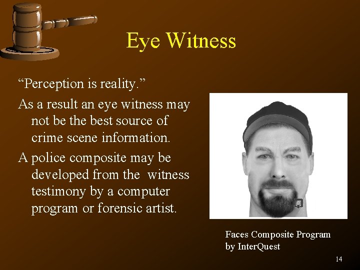 Eye Witness “Perception is reality. ” As a result an eye witness may not