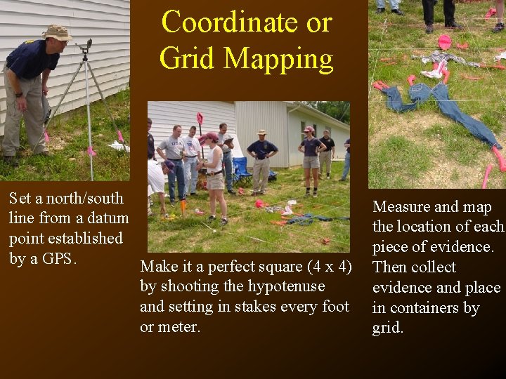 Coordinate or Grid Mapping Set a north/south line from a datum point established by