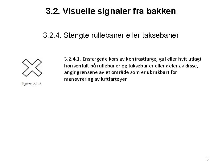 3. 2. Visuelle signaler fra bakken 3. 2. 4. Stengte rullebaner eller taksebaner 3.