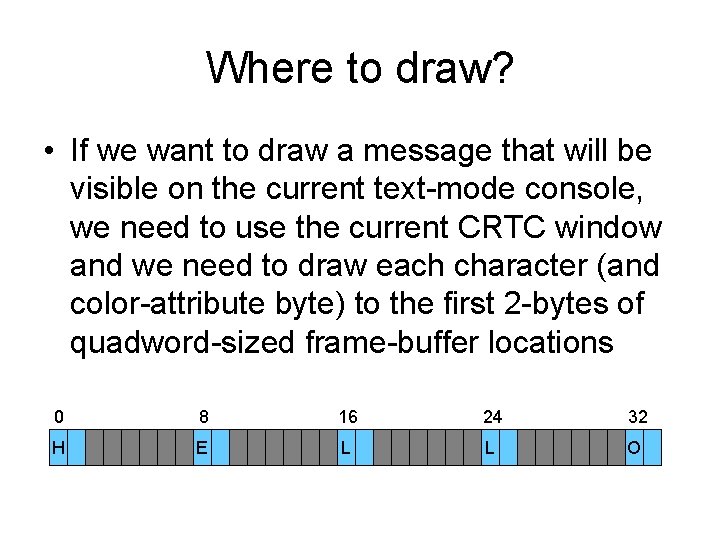 Where to draw? • If we want to draw a message that will be