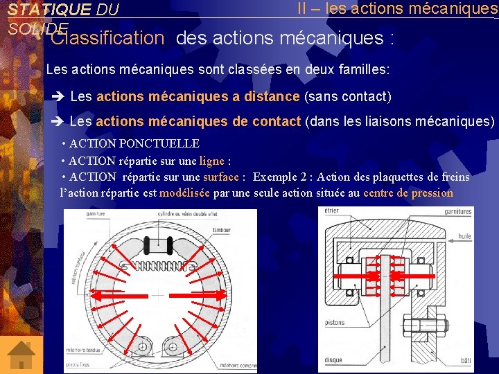 STATIQUE DU SOLIDE II – les actions mécaniques Classification des actions mécaniques : Les
