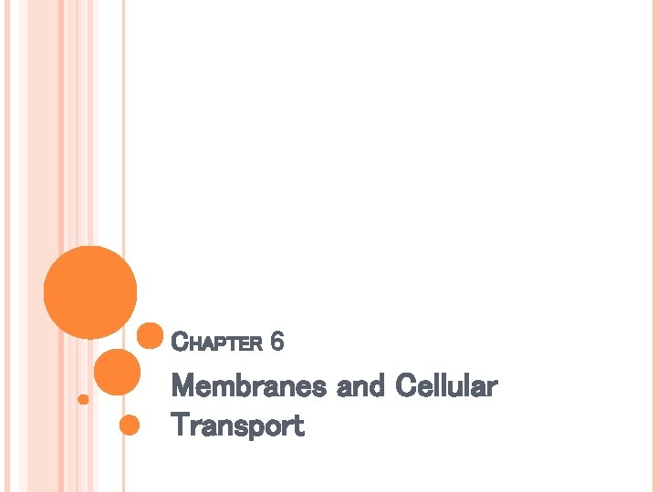 CHAPTER 6 Membranes and Cellular Transport CHAPTER 6 Membranes and Cellular Transport