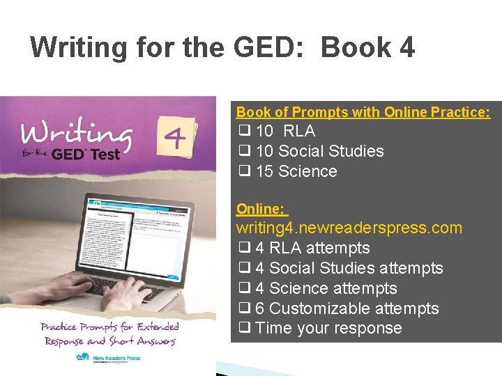 Writing for the GED: Book 4 Book of Prompts with Online Practice: ❑ 10