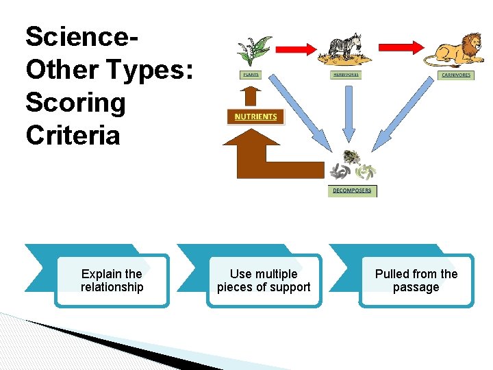 Science. Other Types: Scoring Criteria Explain the relationship Use multiple pieces of support Pulled