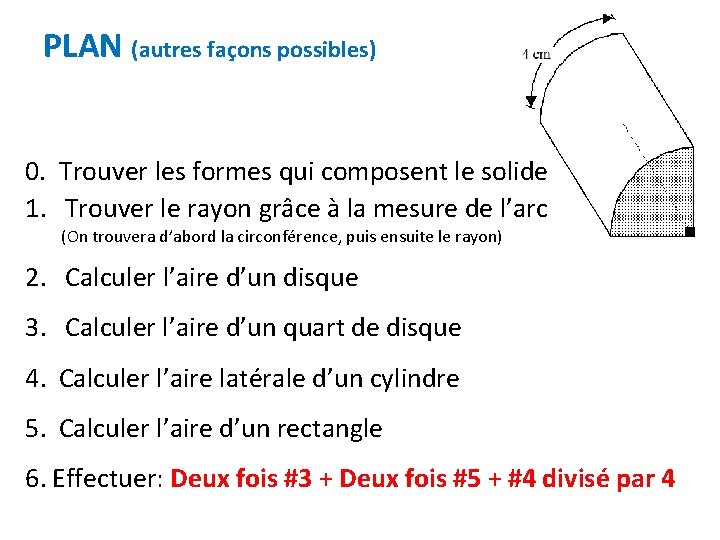 PLAN (autres façons possibles) 0. Trouver les formes qui composent le solide 1. Trouver