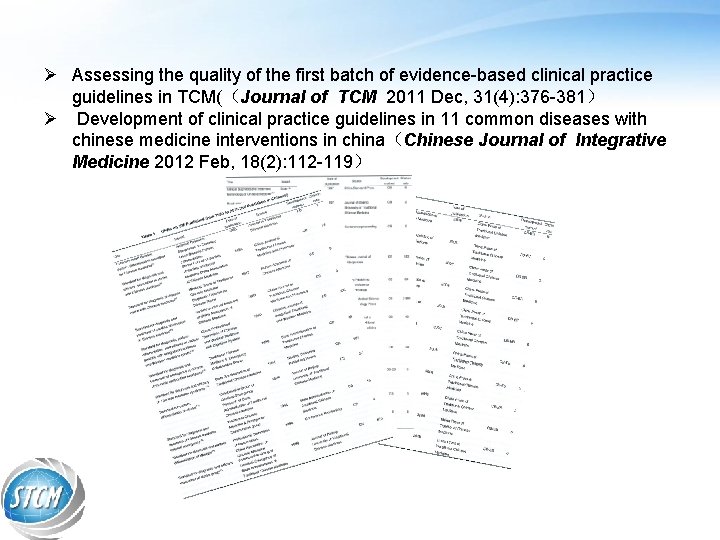 Ø Assessing the quality of the first batch of evidence-based clinical practice guidelines in