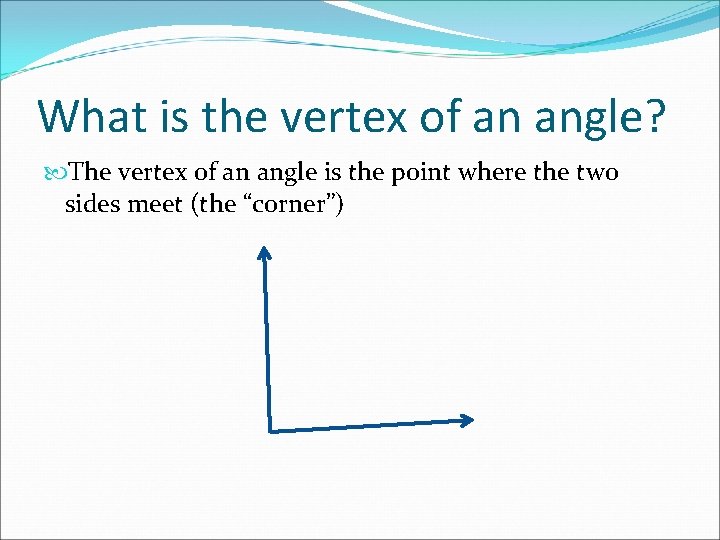 What is the vertex of an angle? The vertex of an angle is the