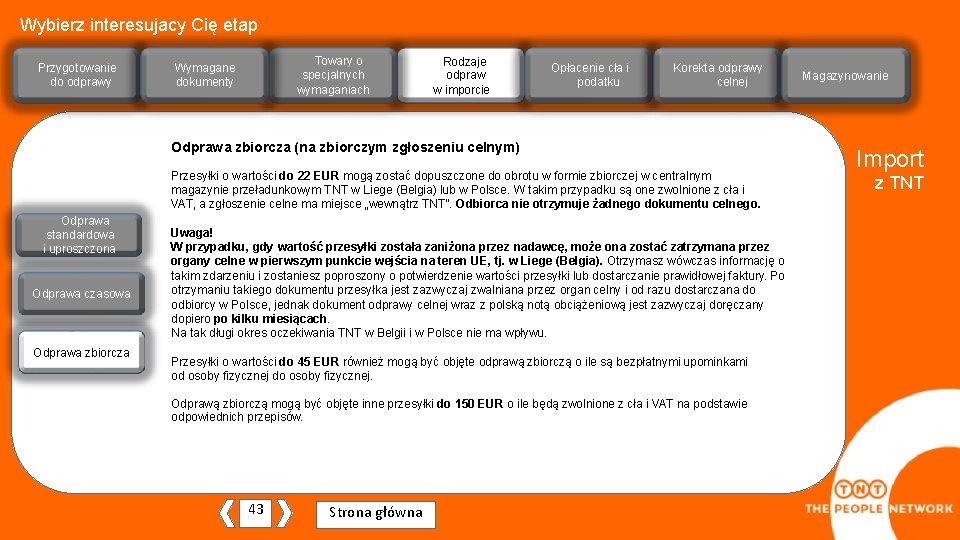 Wybierz interesujacy Cię etap Przygotowanie do odprawy Towary o specjalnych wymaganiach Wymagane dokumenty Rodzaje