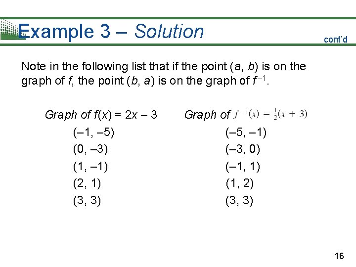 Example 3 – Solution cont’d Note in the following list that if the point
