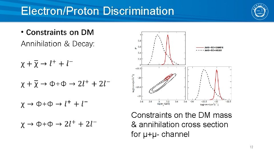 Electron/Proton Discrimination • Constraints on the DM mass & annihilation cross section for μ+μ-