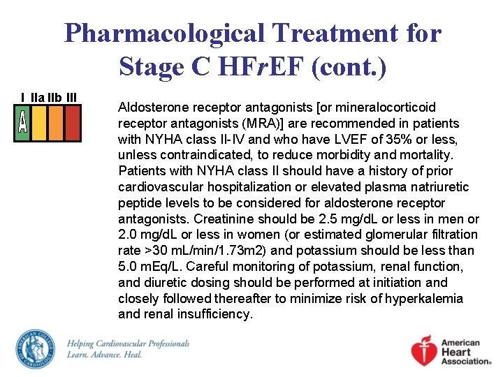 Pharmacological Treatment for Stage C HFr. EF (cont. ) I IIa IIb III Aldosterone