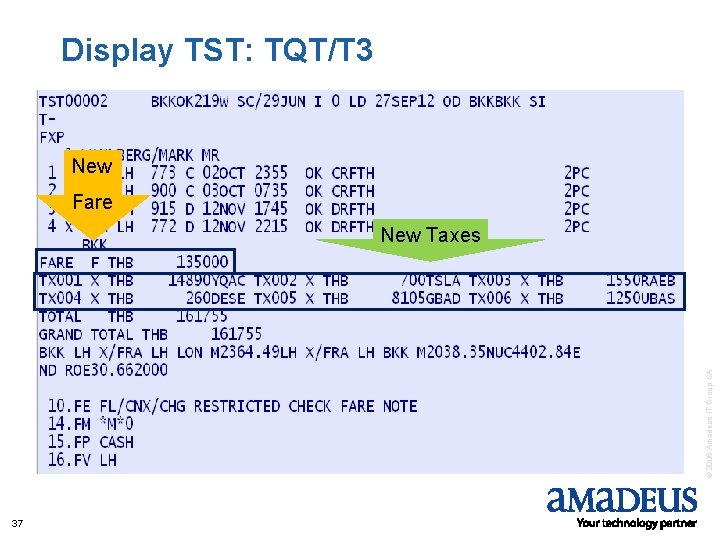 Display TST: TQT/T 3 New Fare © 2006 Amadeus IT Group SA New Taxes