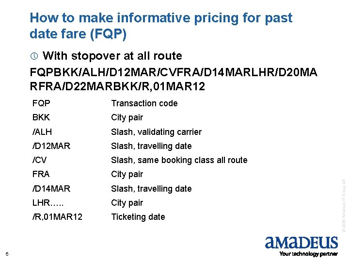 How to make informative pricing for past date fare (FQP) With stopover at all