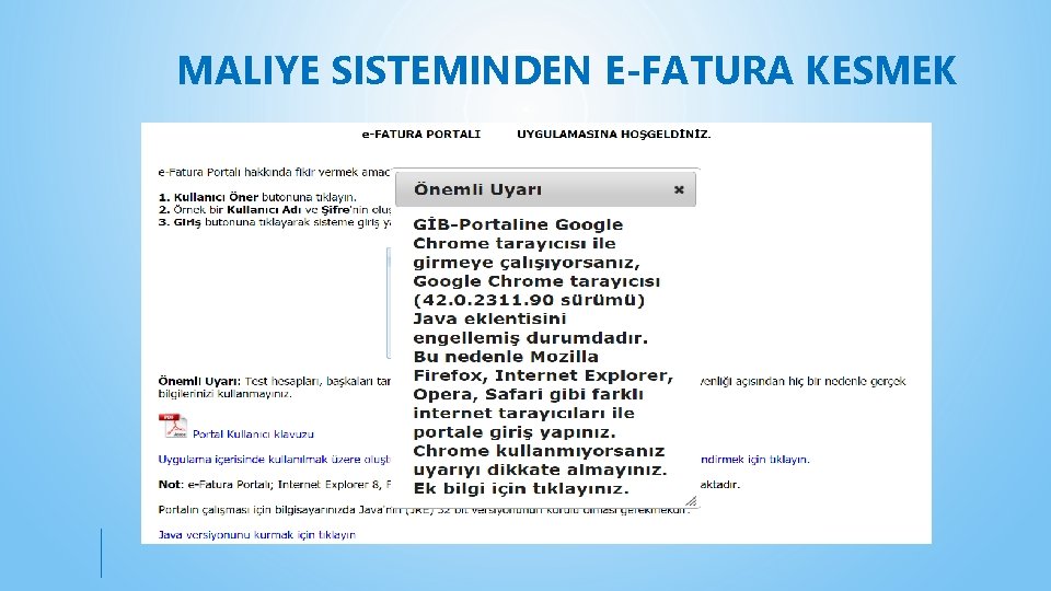 MALIYE SISTEMINDEN E-FATURA KESMEK 