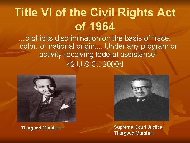 Title VI of the Civil Rights Act of 1964. . . prohibits discrimination on