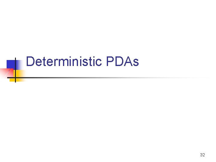 Deterministic PDAs 32 