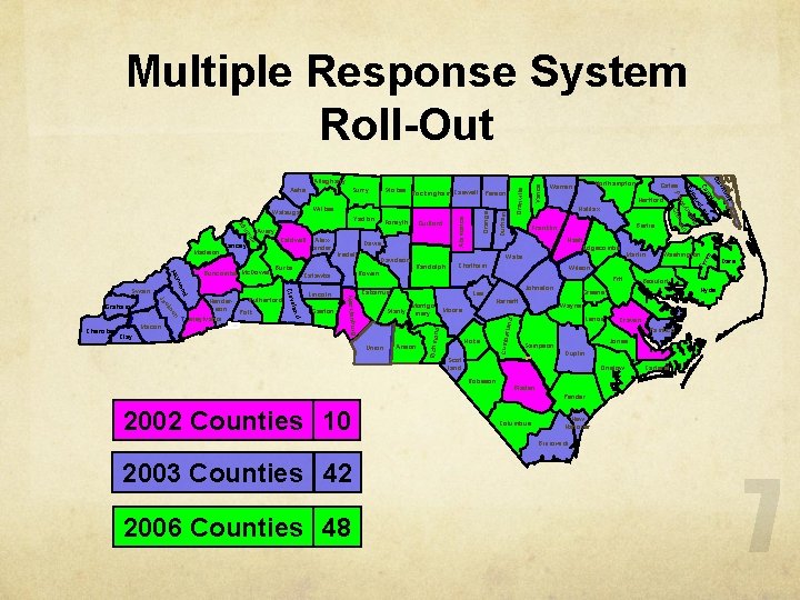 Multiple Response System Roll-Out Vance Granville Nash Edgecombe Johnston Lee Lenoir erland rg Anson