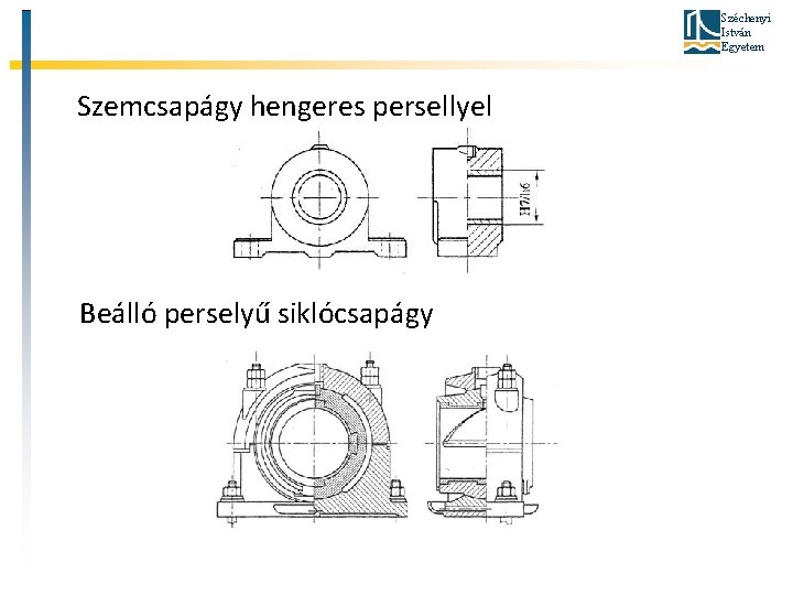 Széchenyi István Egyetem Szemcsapágy hengeres persellyel Beálló perselyű siklócsapágy 