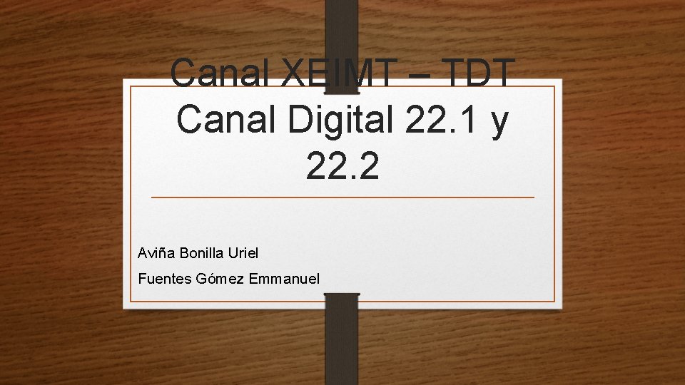 Canal XEIMT – TDT Canal Digital 22. 1 y 22. 2 Aviña Bonilla Uriel