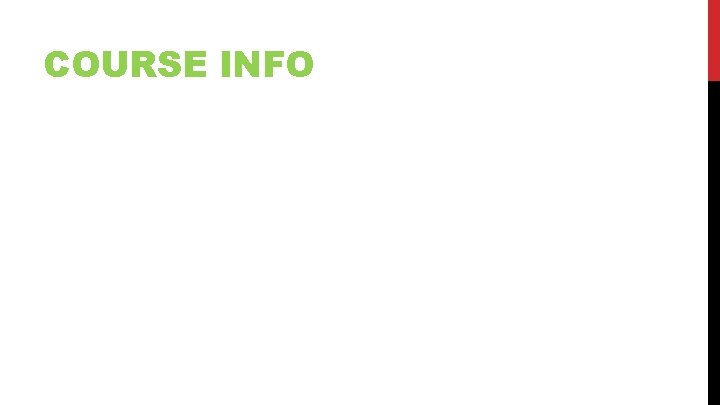 COURSE INFO 