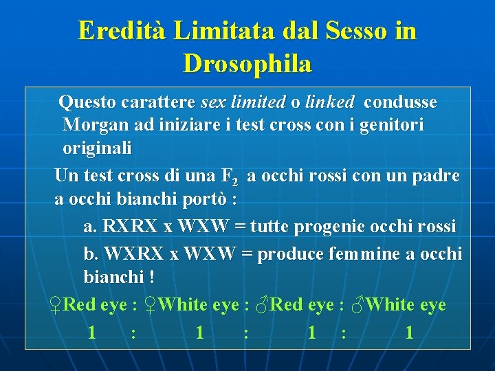 Eredità Limitata dal Sesso in Drosophila Questo carattere sex limited o linked condusse Morgan