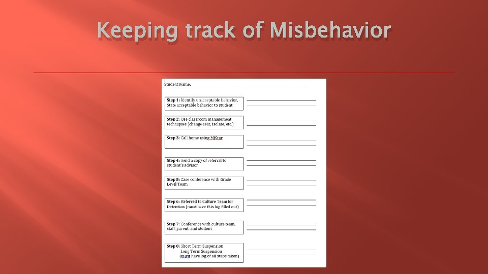 Keeping track of Misbehavior 